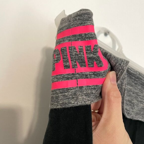 PINK YOGA VS PINK VICTORIA'S SECRET Foldover Yoga Leggings Black Gray Spellout M - Picture 5 of 11